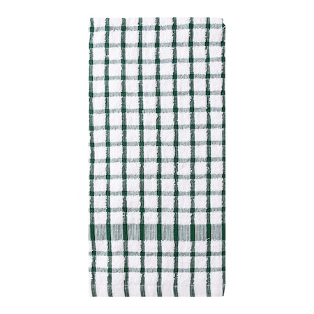 Ritz Concepts Coordinate Kitchen Towel 100% Cotton Terry White/Dark Green, PK12 10820